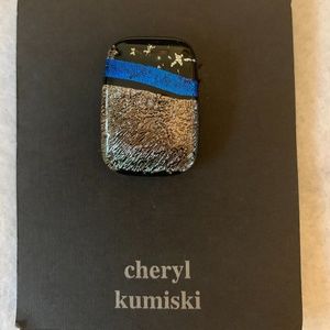 Fashion pin by stained glass artist Cheryl Kumiski